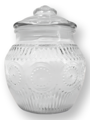FRASCO DE VIDRIO LABRADO TIPO CARAMELERA 650ML 9704 JAÑ