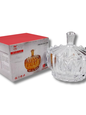 CARAMELERA AMBAR DE VIDRIO 9.5*8.8CM ONDAS ART 24725-33 HAÑ