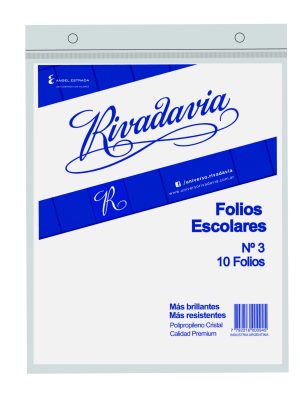 FOLIO ESCOLAR RIVADAVIA Nº3 X10 UNIDADES ART 379701 AAÑ