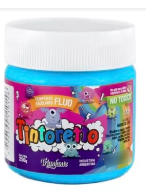 TEMPERA TINTORETTO DE 250GR POTE AZUL CIELO FLUO 111044 AAÑ
