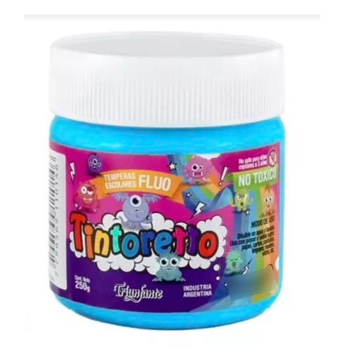 TEMPERA TINTORETTO DE 250GR POTE AZUL CIELO FLUO 111044 AAÑ