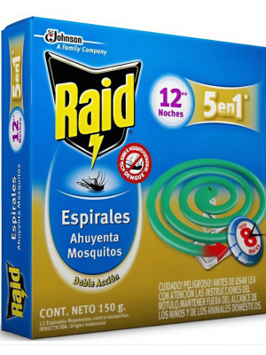 REPELENTE EN ESPIRAL RAID X12UNID HASTA 8HS 324099/1275 KAN