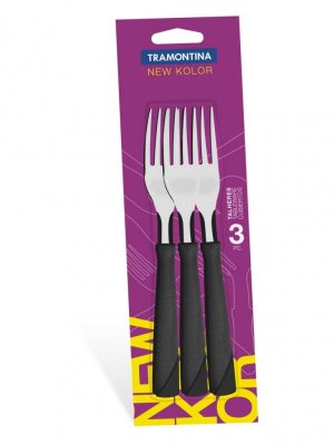 TENEDOR X3 NEW COLOR TRAMONTINA NEGRO ART 23162/300 JAN