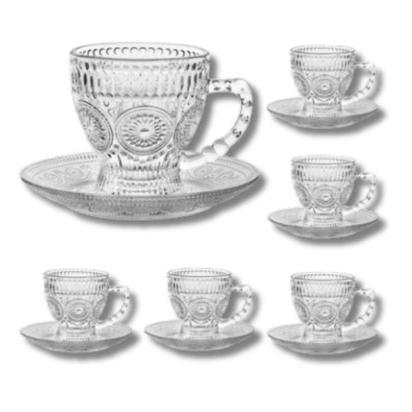 TAZAS DE CAFE FLOWER TORNASOLADA X12PCS ART RM26-117 IAÑ