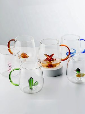 TAZA DE VIDRIO CON 3D VARIOS DISEÑOS ART RM36-17 IAÑ