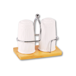 SET SALERO PIMENTERO PORCELANA C/BASE MADERA ART 4026261 IAÑ