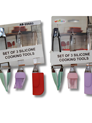 SET X3 UTENSILLOS DE SILICONA MANGO ACERO ART AB-20680 IAÑ