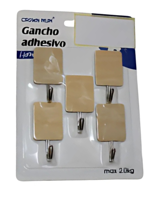 GANCHO ADHESIVO RECTANGULAR 5 PCS ART AB-30535 IAÑ