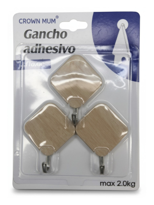 GANCHO ADHESIVO RECTANGULAR 3 PCS ART AB-30532 IAÑ