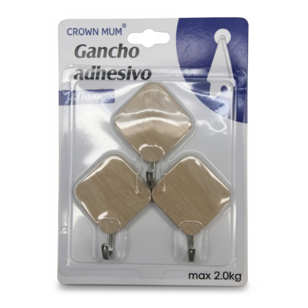 GANCHO ADHESIVO RECTANGULAR 3 PCS ART AB-30532 IAÑ