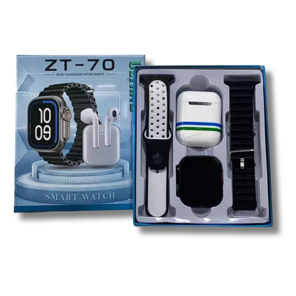 KIT AURICULAR Y SMARTWATCH C/2 MALLAS ART ZT70 IAÑ