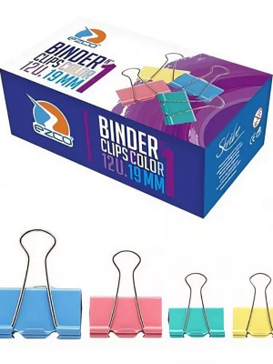 BINDER CLIPS COLOR 19MM Nº1 EZCO X CAJITA 12UNID 520401 JAN