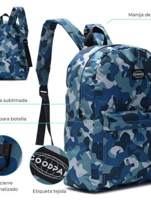 MOCHILA GOODPAK CAMUFLADA AZUL 43X33X15CM ART 37508 KAN