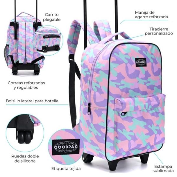 MOCHILA GOODPAK CARRITO CAMUFLADO PASTEL 17" ART 37496 KAN