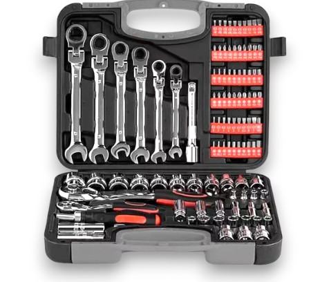 JUEGO LLAVE TUBO + DESTORNILLADOR 104PCS KRAFTLINE CAN