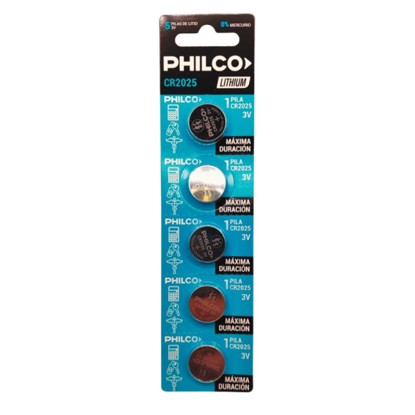 TIRA PILA PHILCO X5UNID CR2025 ART 94CR2025B5 EAÑ