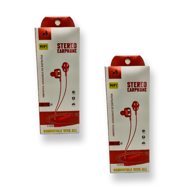 AURICULAR ECONOMICO C/CABLE ROJO RE1008 HAN