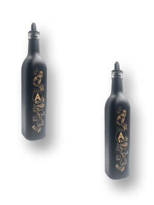 ACEITERO VIDRIO ESMERILADO NEGRO 500CC CUAD. ART 491214 DAÑ