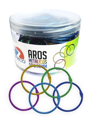 AROS METALICOS COLOR P/CARPETAS 50MM X50UNID EZCO 550100 JAN