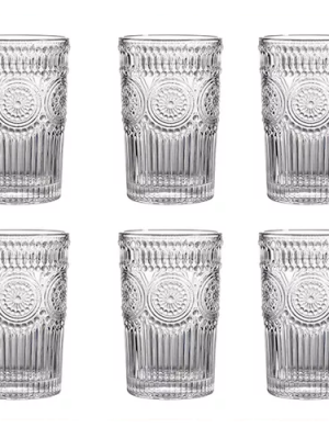 VASO FACETADO ALTO GREY X6 ART RM26-124 DAÑ