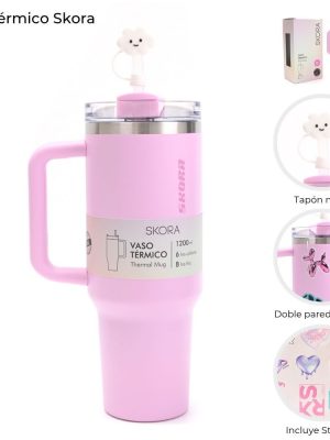 VASO TERMICO SKORA C/BOMBILLA ROSA 1.2 LT ART 40135 HAÑ
