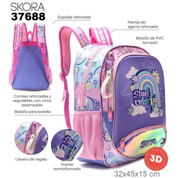MOCHILA SKORA RAINBOW 32X45X15 18" ART 37688 KAN