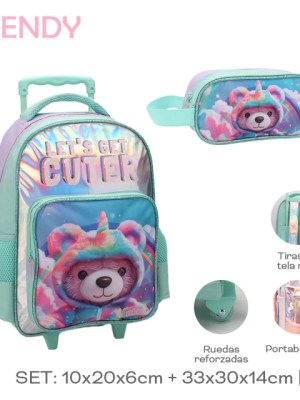SET MOCHILA CARRO Y CARTU TRENDY 13" ART 28089 LAN