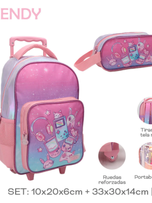SET MOCHILA CARRO Y CARTU TRENDY 13" ART 28090 LAN
