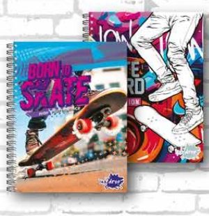 CUADERNO A4 SEMIRIGIDO 22X29 SKATEBOARD ART 57188 BAÑ