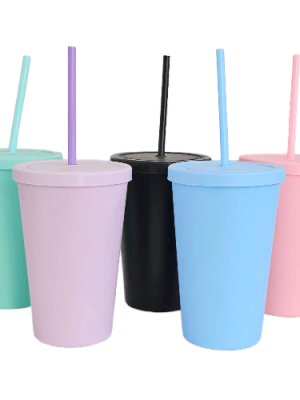 VASO C/TAPA Y SORBETE ART 114 500CC DAÑ
