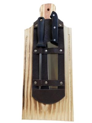 SET ASADO C/TABLA PINO 20X48CM+CHAIRA CUCHILLO ART 157 EAÑ