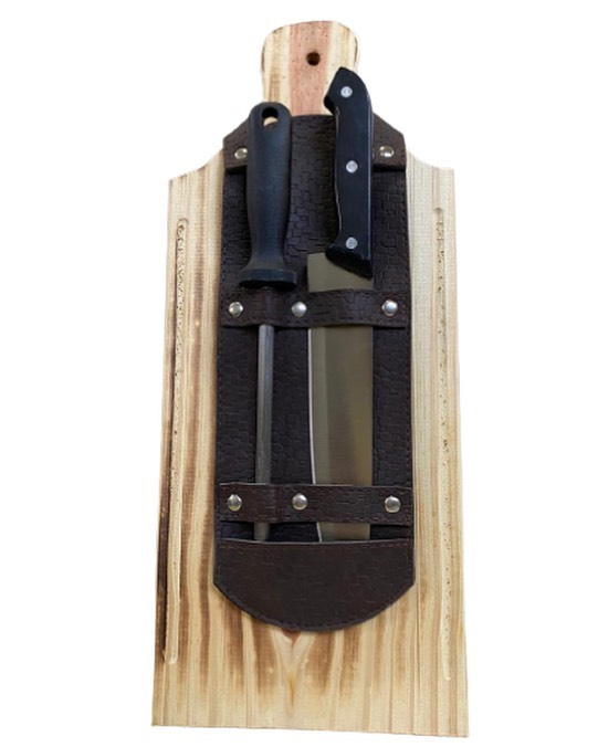 SET ASADO C/TABLA PINO 20X48CM+CHAIRA CUCHILLO ART 157 EAÑ