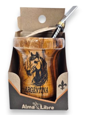 MATE DE MADERA DURA CON BOMBILLA INOX JAÑ