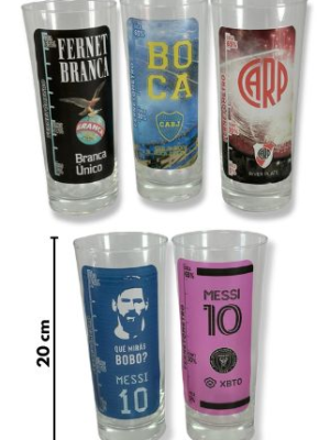 VASO VIDRIO FERNETERO MESSI BOCA RIVER ART 7892 FAÑ