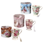 TAZA PORCELANA DISEÑO FLOREADO 300CC EN CAJA ART 101256 IAÑ