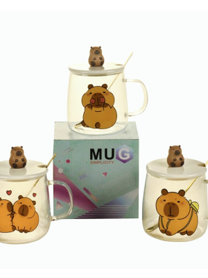 MUG CAPIBARA C/CUCHARA Y TAPA 500CC ART 101309 IAÑ