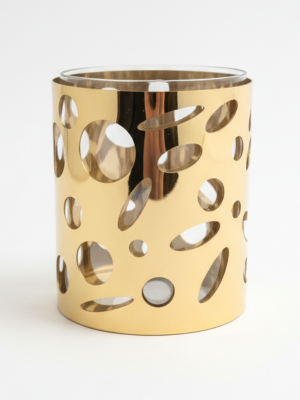 CANDELABRO PORTA VELA DE METAL DORADO  ART NS414057 IAÑ