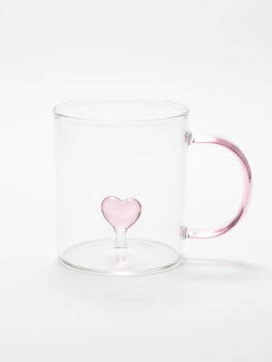 TAZA DE VIDRIO 400ML C/CORAZON ART 105408 JAÑ