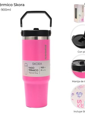 VASO TERMICO SKORA CON PICO 900 ML FUCSIA ART 40142 HAÑ