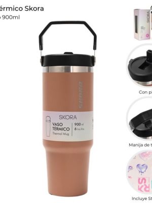 VASO TERMICO SKORA NARANJA 900ML ART 40143 HAÑ